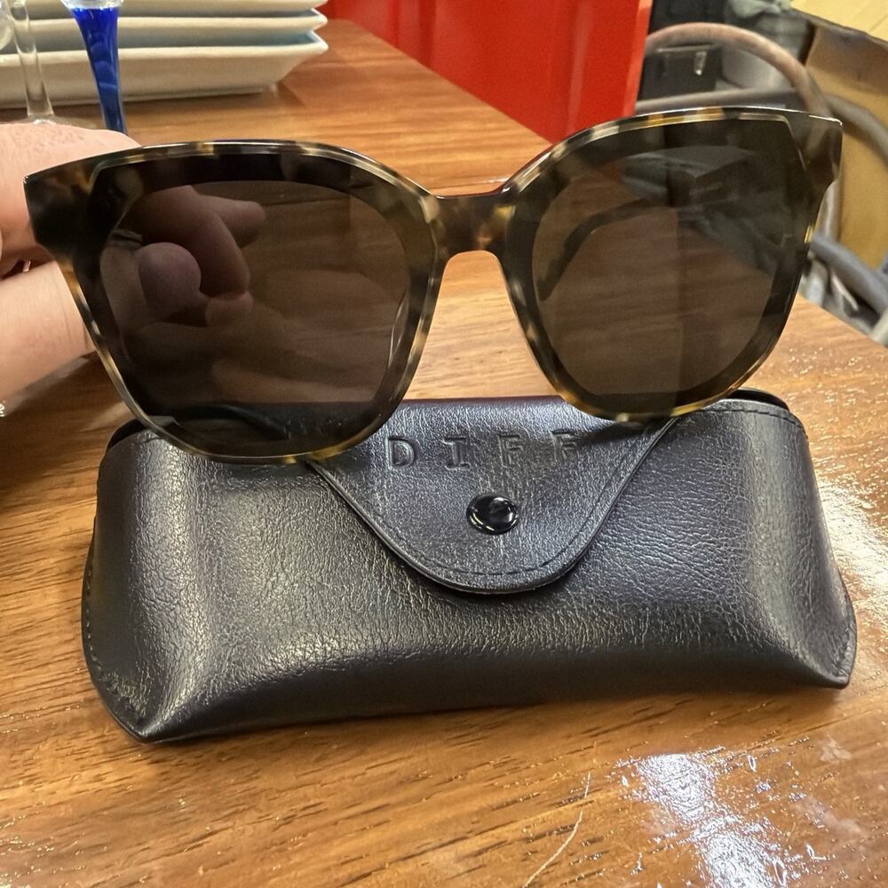 diff sunglasses women GIA SE-GR121 Espresso Tortoise Grey Sunglasses With Case